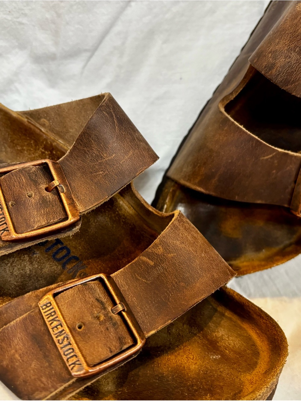 Birkenstock Brown Leather Two-Strap Sandals - Picture 10 of 13